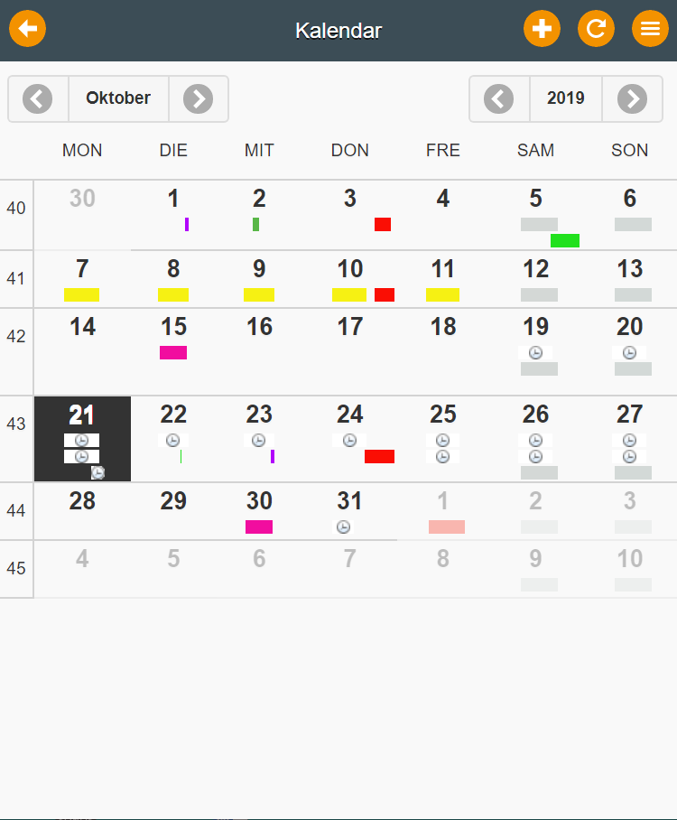 ERP Mobile Kalender